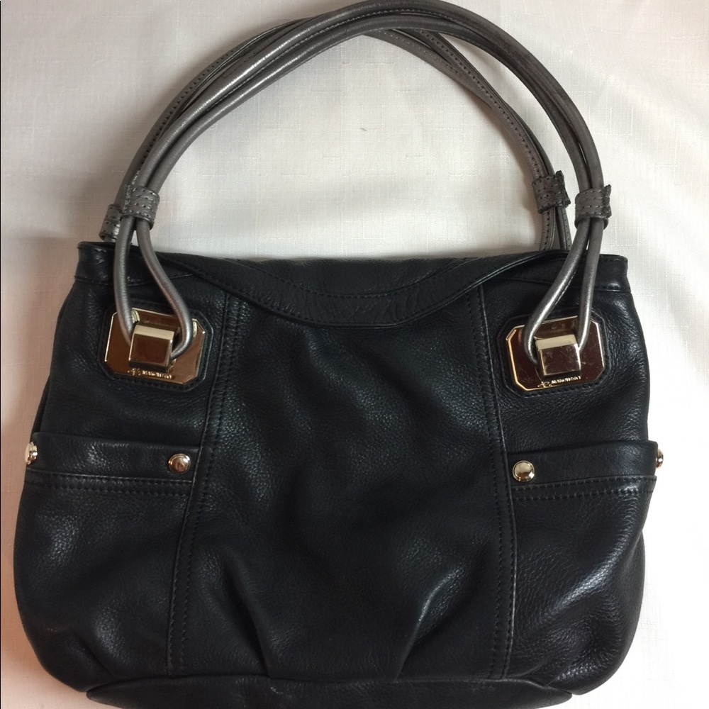 B Makowsky black leather satchel shoulder bag